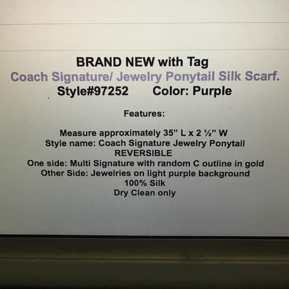 NWT Coach Signature Jewelry Ponytail/Neck Scarf - Picture 2 of 8