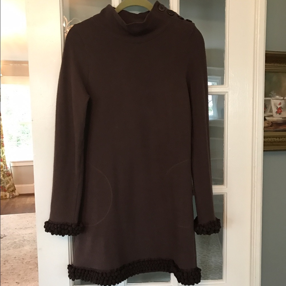 Fun downtown brown Pom Pom dress