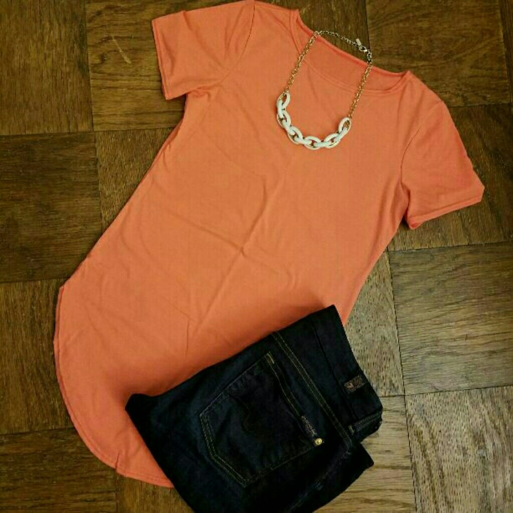 Orange scoop neck t-shirt