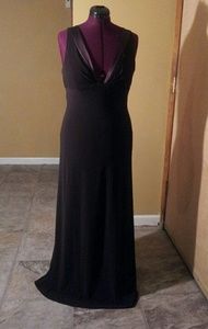 Satin V Neck Back out Gown