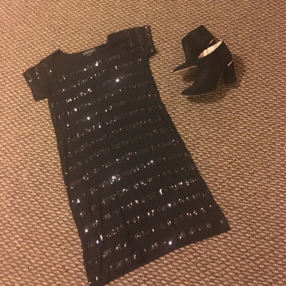 Black Sequin Sweater Dress