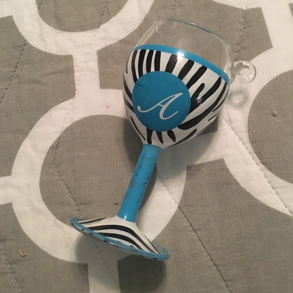 A intital mini decorative wine glass