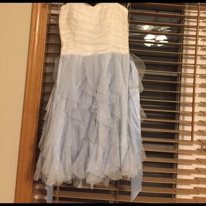 Blue and white homecoming dress