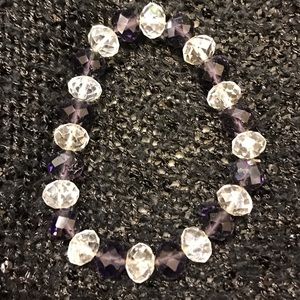 J.Crew Amethyst & Crystal Bracelet (Stretchy)