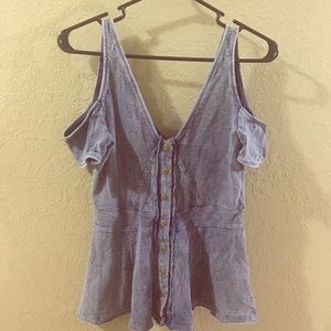 Free People faux denim cutout shirt.  Sz XS