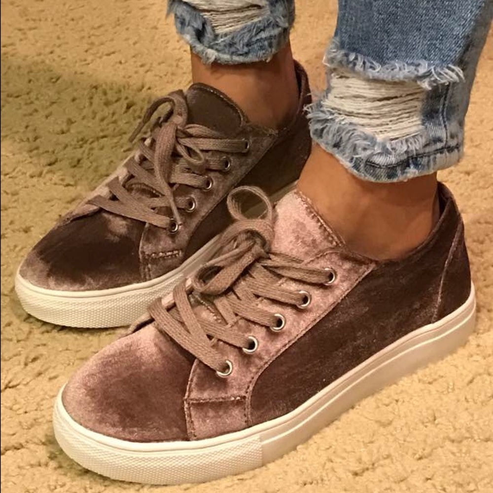 NEW! velvet taupe color sneakers - Picture 2 of 3