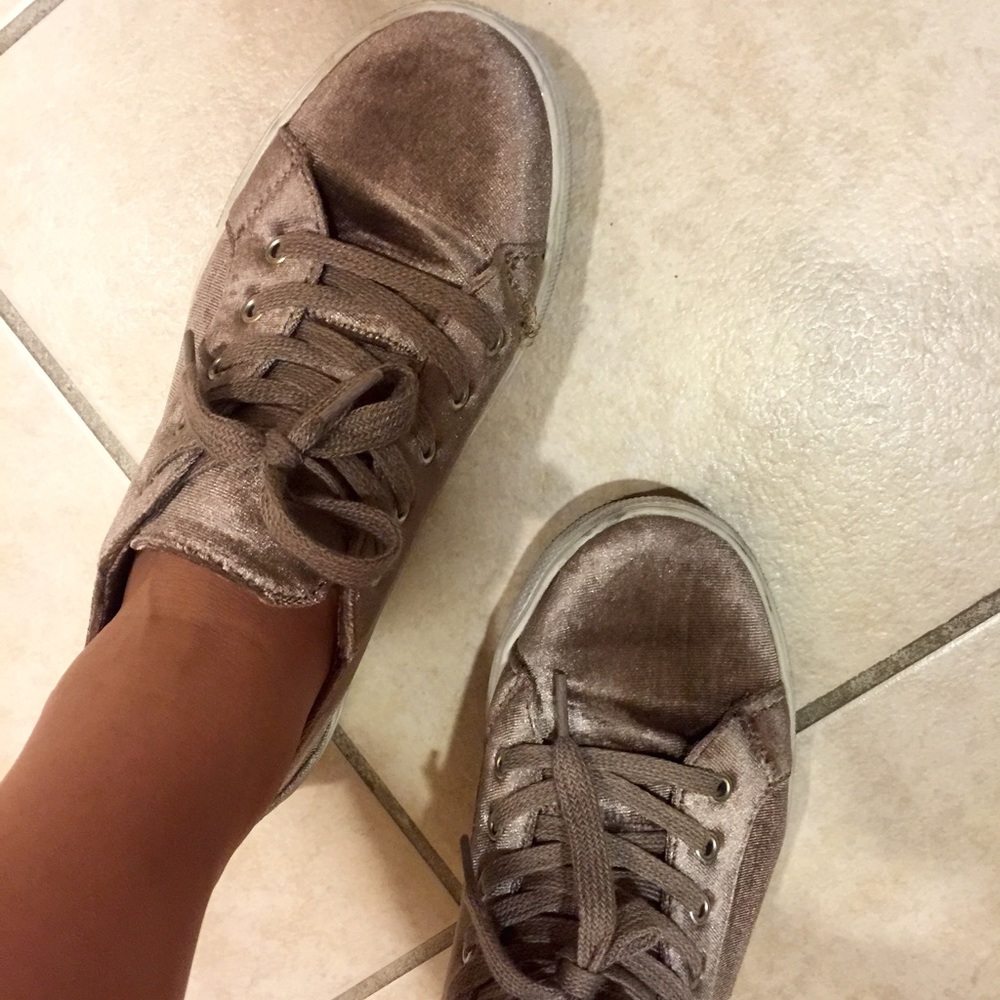 NEW! velvet taupe color sneakers - Picture 3 of 3