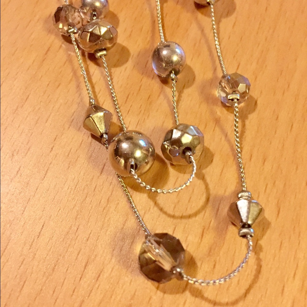 💝Silver Toned Necklace, Double Strand, 34"💝