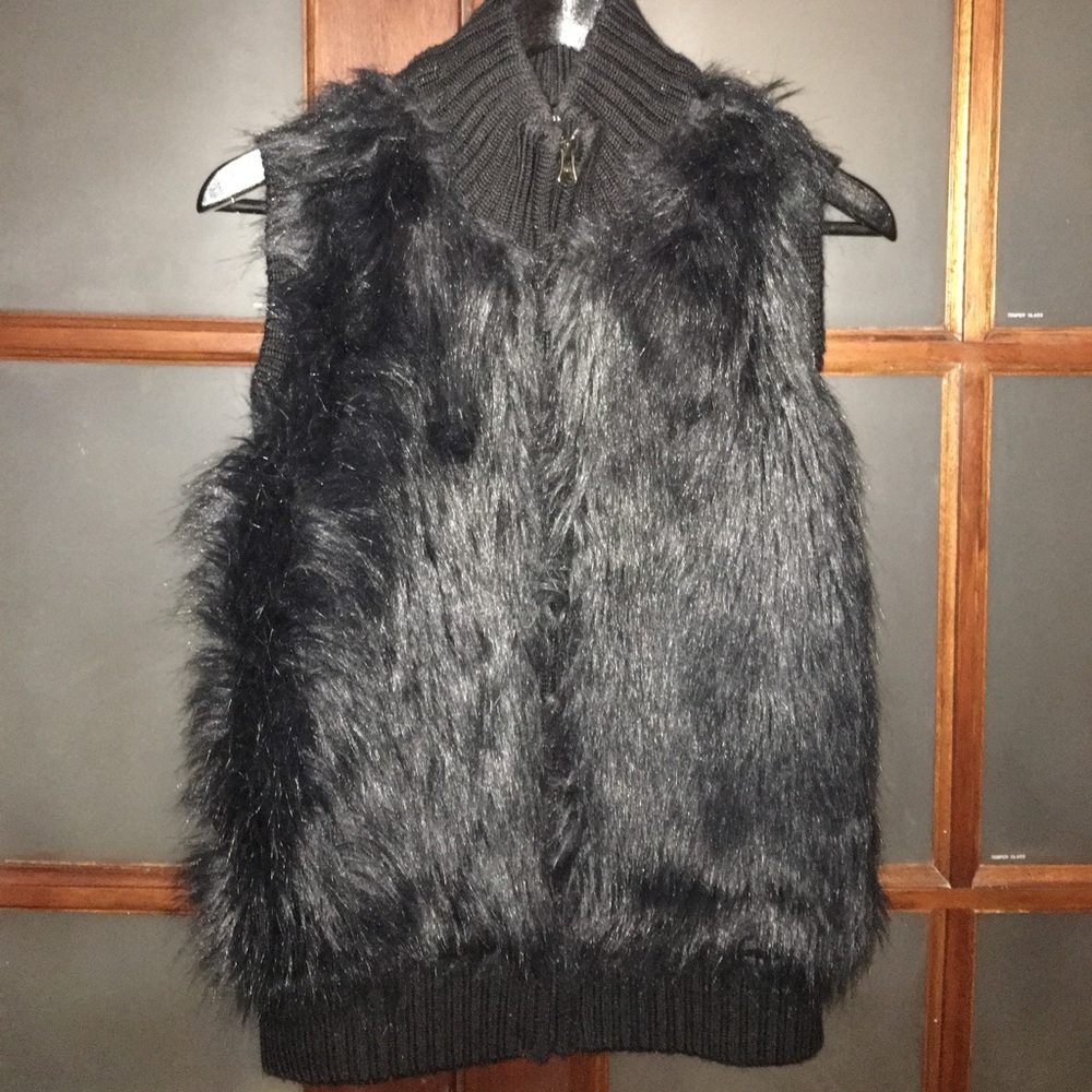 Black faux fur vest
