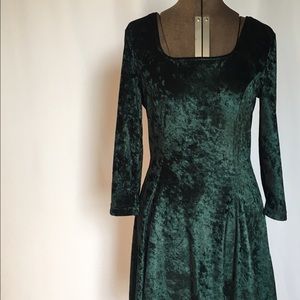 Vintage Emerald Crushed Velvet Skater Dress