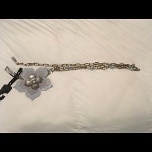 NWT Bebe Blue Leather Flower Chain Belt M/L
