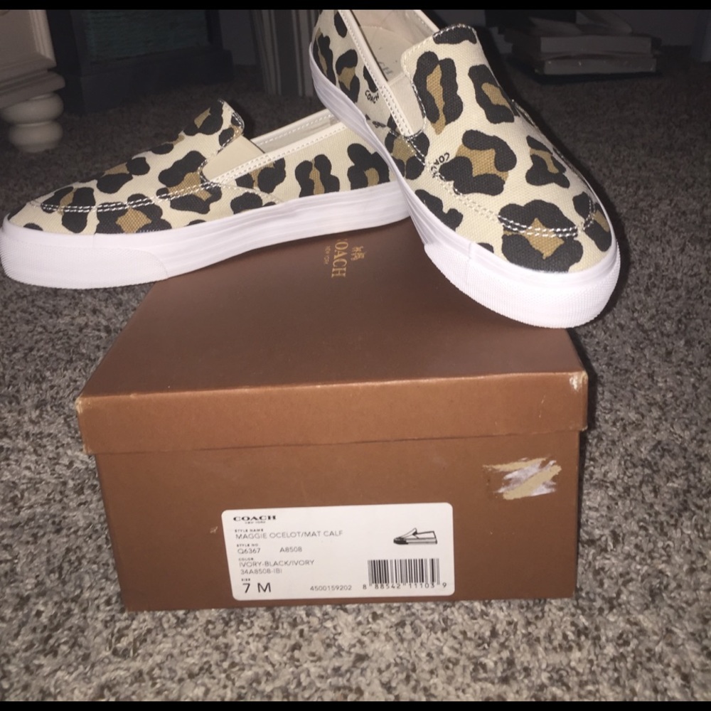Coach ocelot leopard slip on sneakers