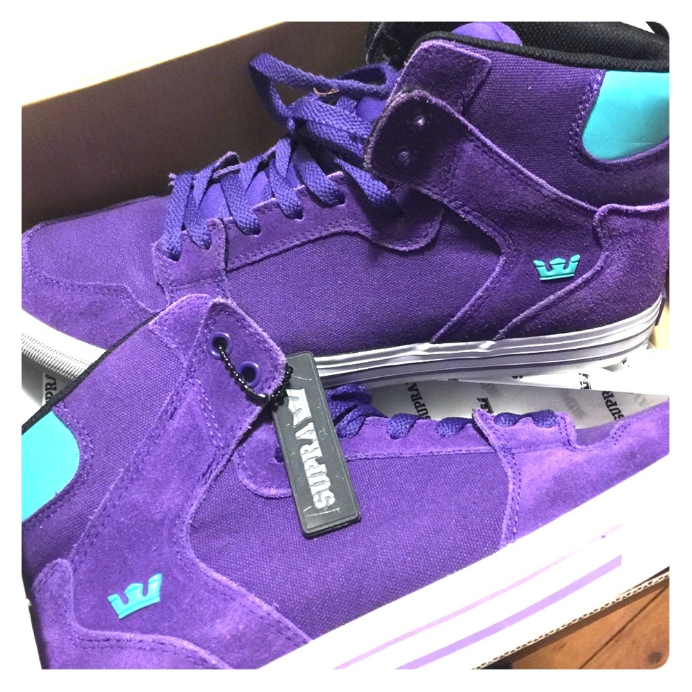 Size 10 Teal and Purple Vaiders (Supra)