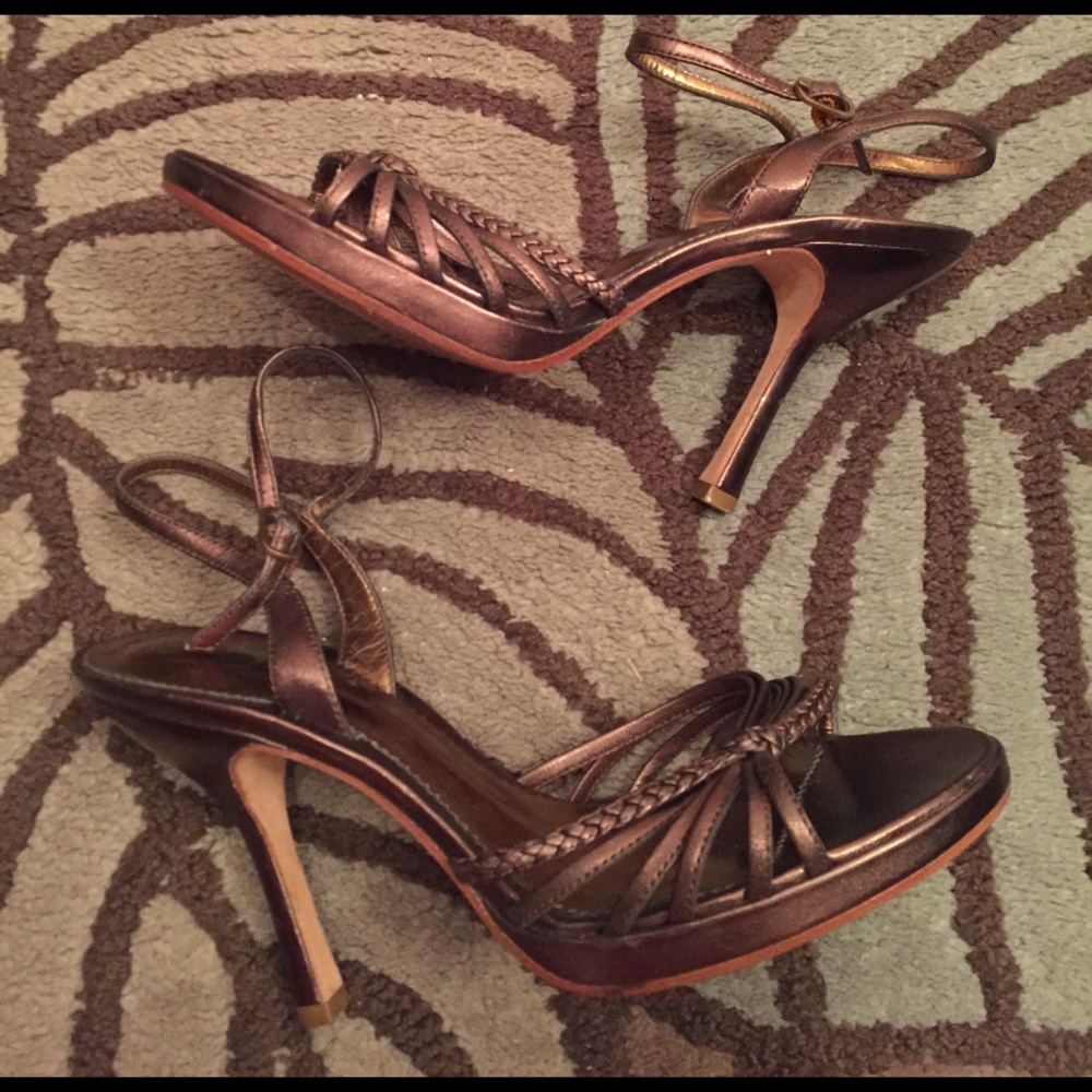 Beautiful copper ankle strapped heels
