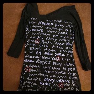 DKNY top with asymmetric neckline and 3/4 sleeves