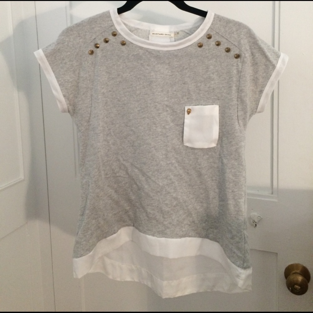 Studded Grey and White Top