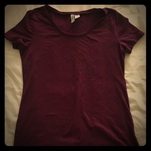 H&M Maroon Basics T-Shirt