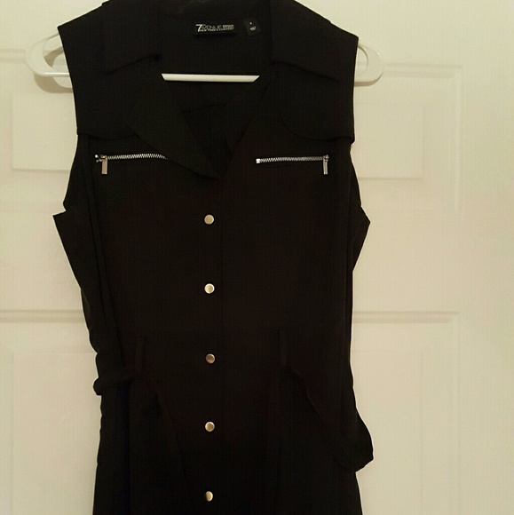 NY & Co Tops - NY & Co. Black tunic silver buttons/zipper, NWOT