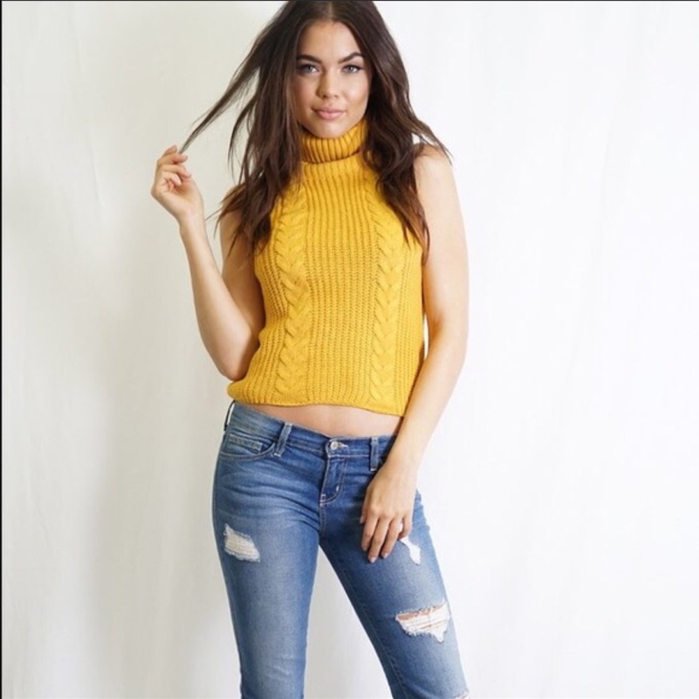🌸Just In🌸Cable Knit Turtleneck Top in Mustard