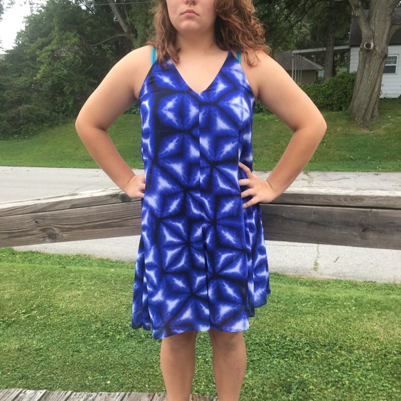Calvin Klein Blue Chiffon Sundress! NEW! - Picture 4 of 10