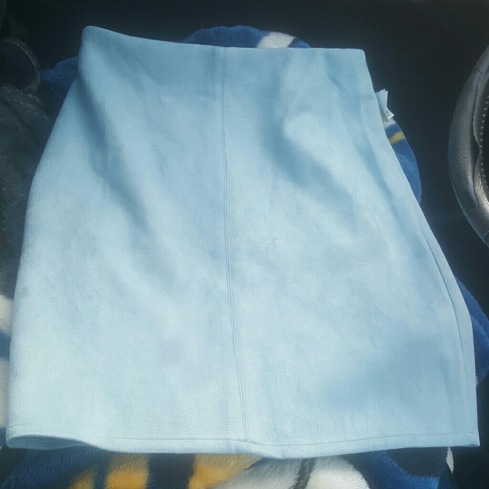 Missguided blue, suede, high waisted mini