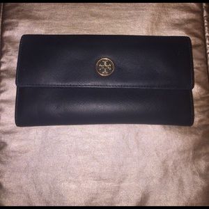 Tory Burch black wallet.