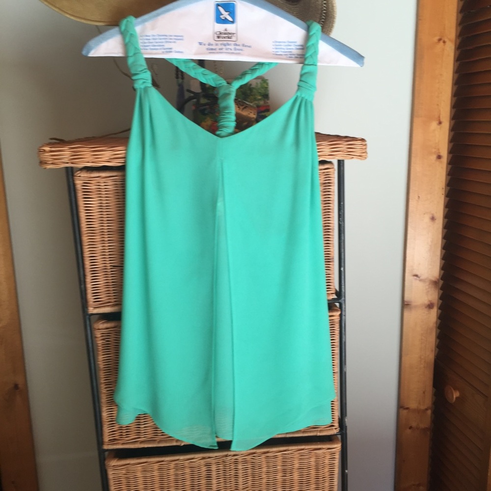 Nordstrom Braided Silk Coral Blue Top