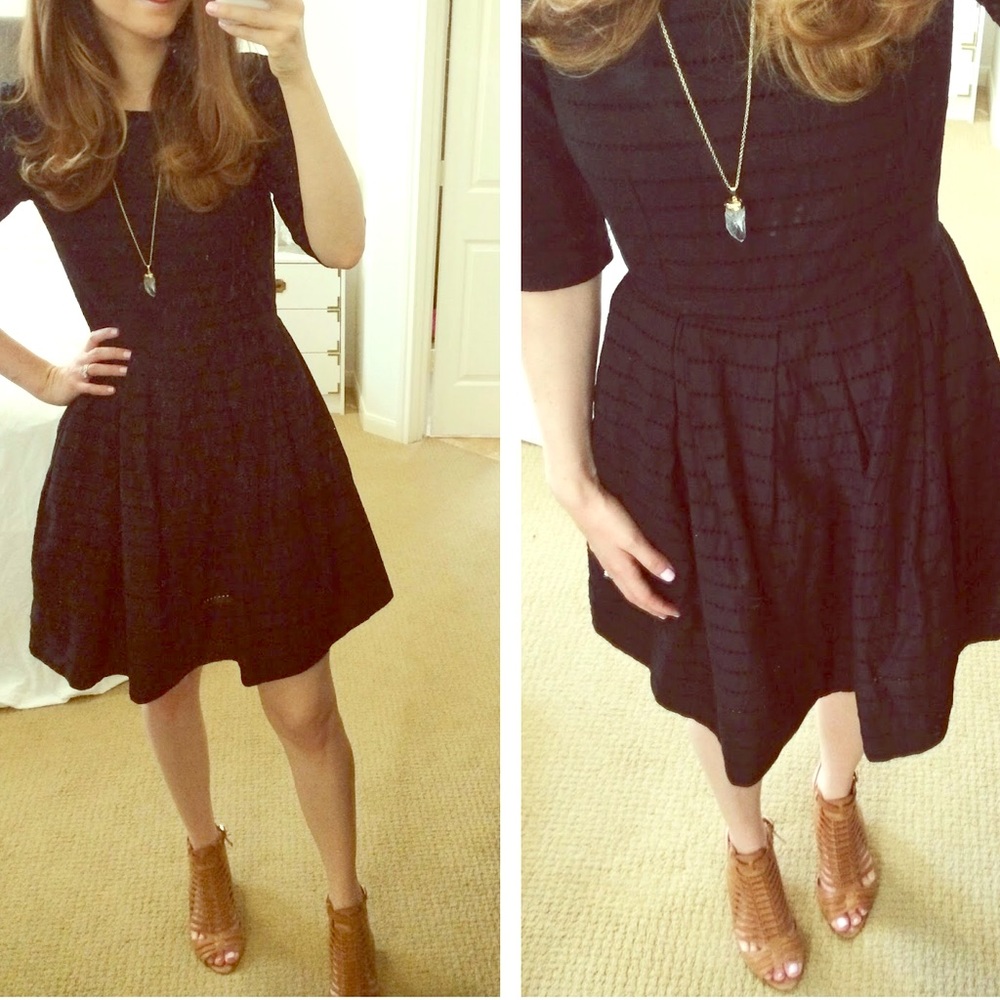 GAP black eyelet fit and flare dress