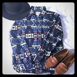 Men's Aztec Print American Eagle Button Down Shirt