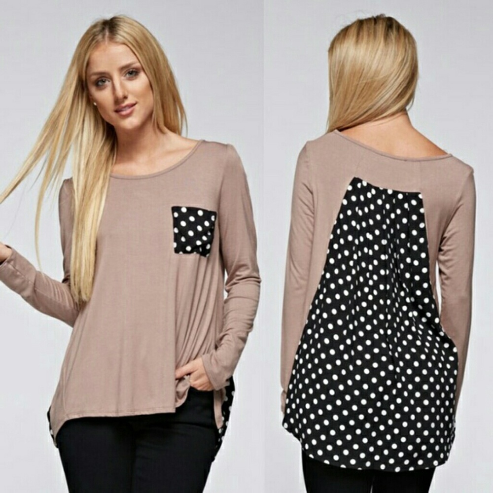 Darling Mocha Polka dot tunic top
