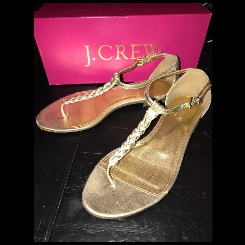 J. Crew Gold Braided Sandals