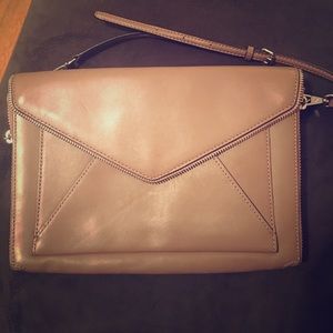 Rebecca Minkoff tan envelope clutch  with strap