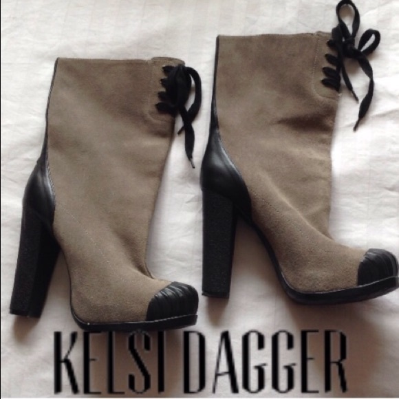 KELSI DAGGER ADELIA GRAY LEATHER BOOTS 8.5 NWOT - Picture 6 of 6