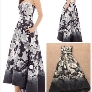 Brand New Alfred Sung Floral Print Strapless Dress