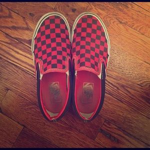 Vans black and red Slip on