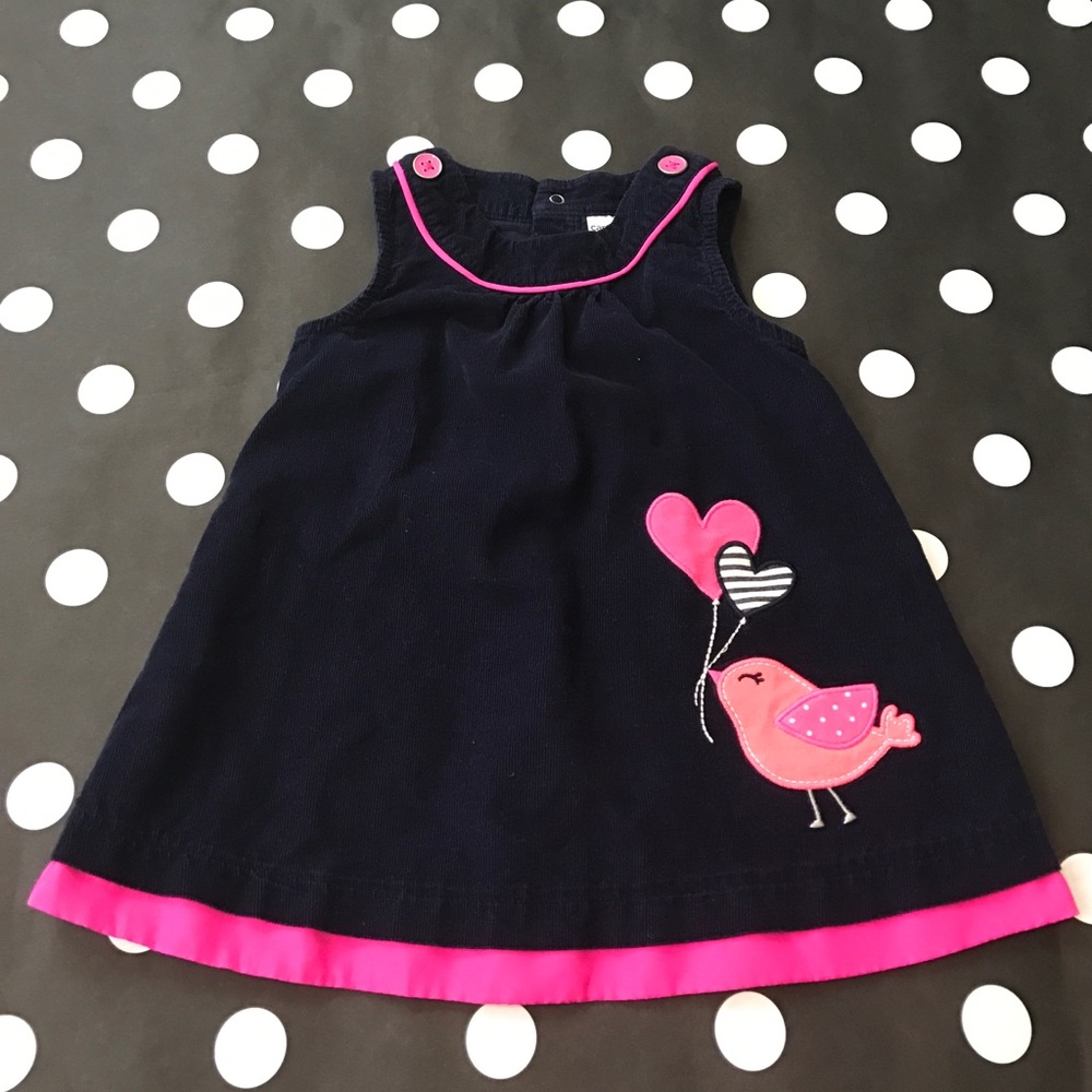 🚫SOLD🚫 Carter's Pink Heart and Bird Blue Dress