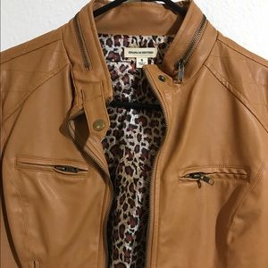 Faux leather jacket-dark tan color