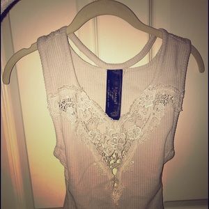Lacey crotchet tank top, open back