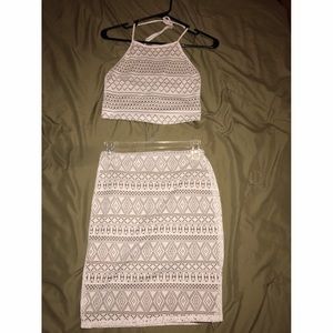 White crop top/midi skirt two piece