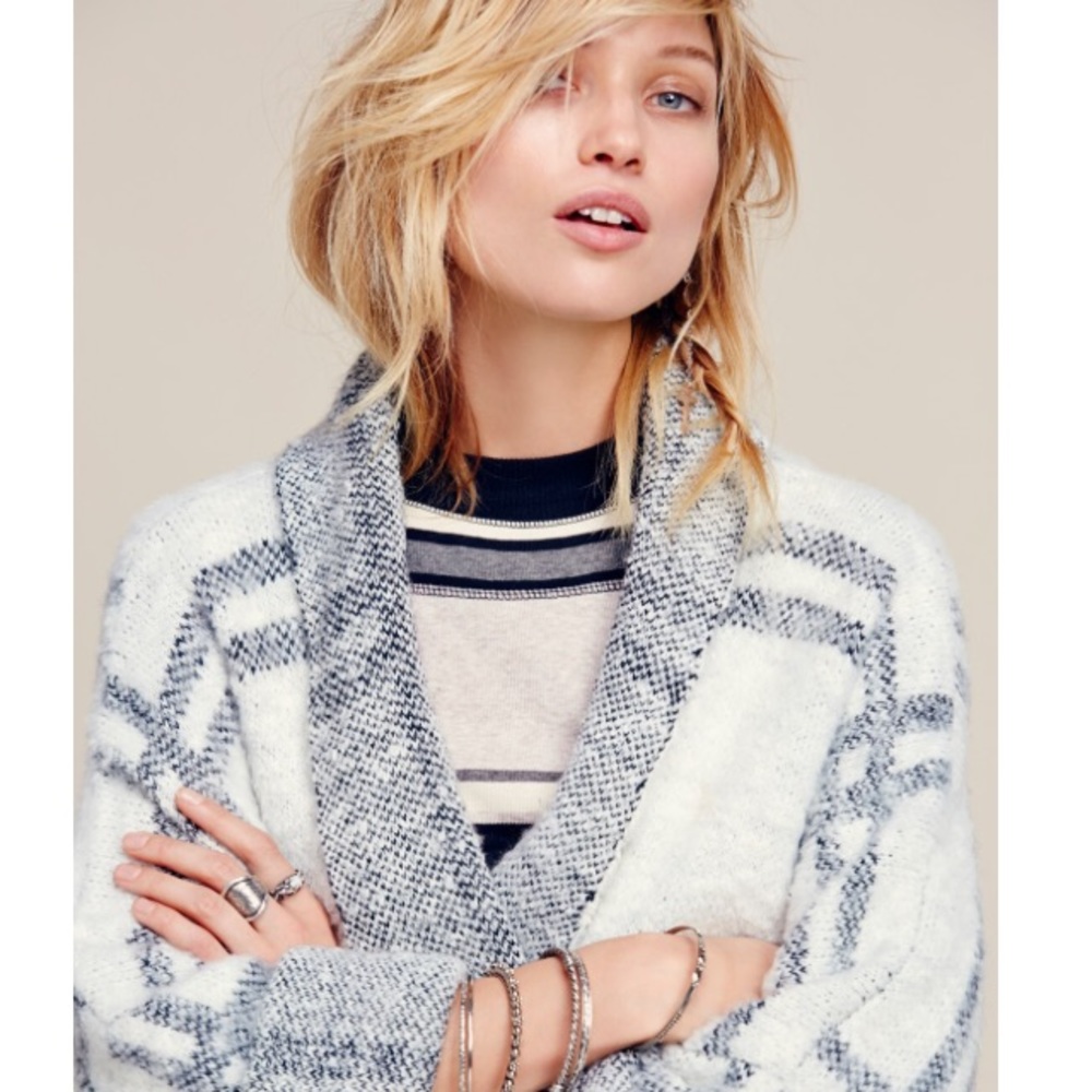ISO: free people white windowpane sweater coat