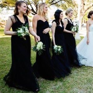 Black Tulle Bridesmaids Dress/Formal Gown