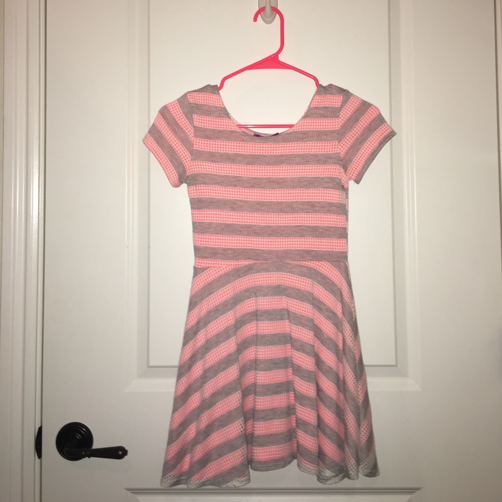 Aqua Skater Dress; Coral, Grey, White Mesh