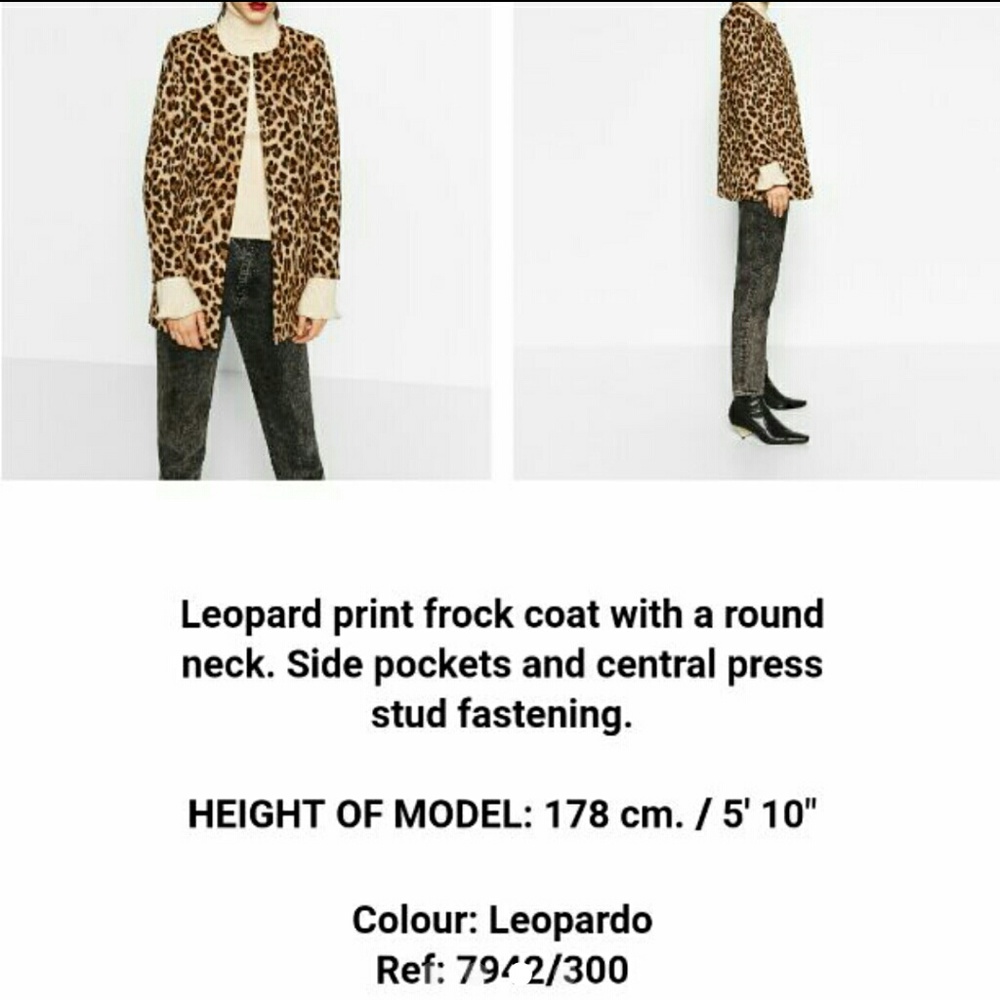 NWT Zara Animal Print Frock Coat Jacket XS - Picture 6 of 7