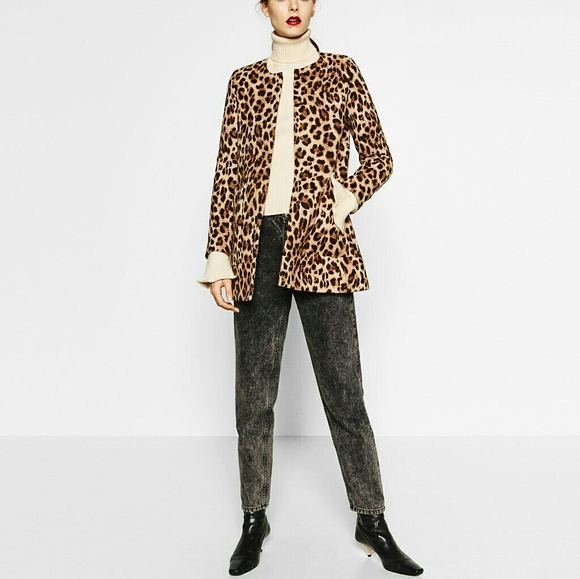 NWT Zara Animal Print Frock Coat Jacket XS - Picture 2 of 7