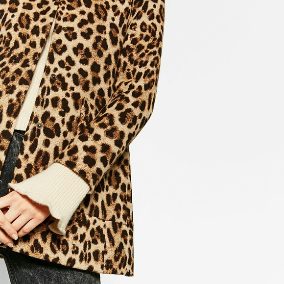 NWT Zara Animal Print Frock Coat Jacket XS - Picture 3 of 7