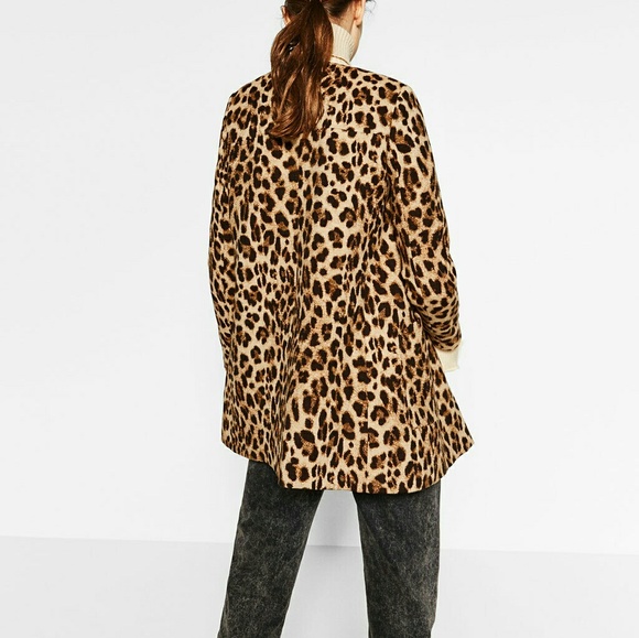NWT Zara Animal Print Frock Coat Jacket XS - Picture 4 of 7