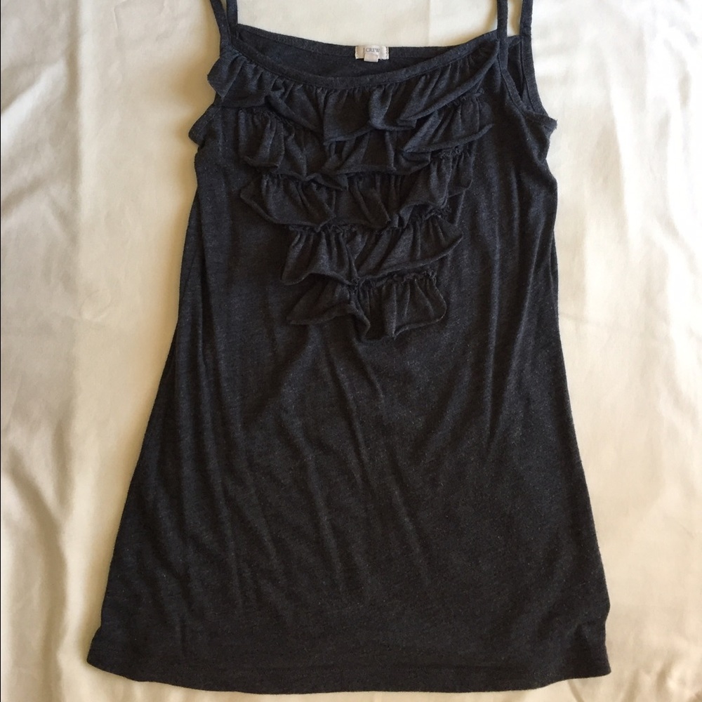 JCrew Gray Ruffle Tank