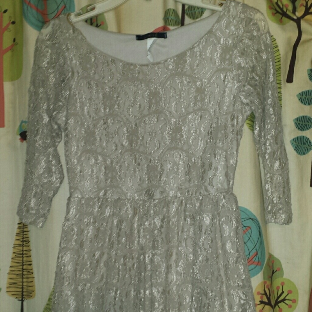 Cream lace skater dress