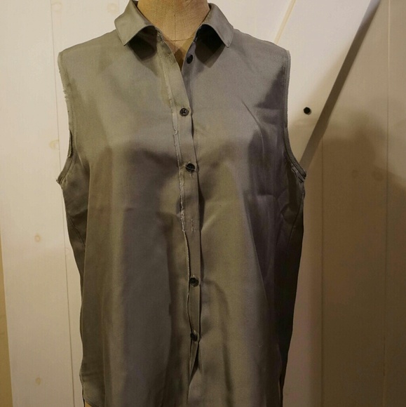 Rag and Bone green silk button up sageblouse shirt - Picture 1 of 5