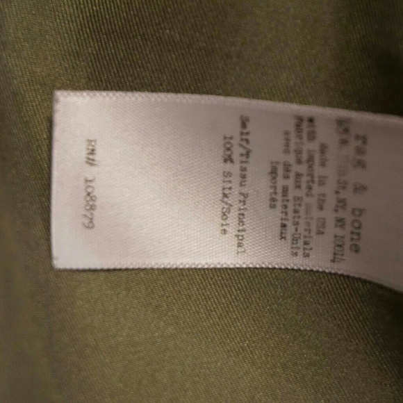 Rag and Bone green silk button up sageblouse shirt - Picture 4 of 5